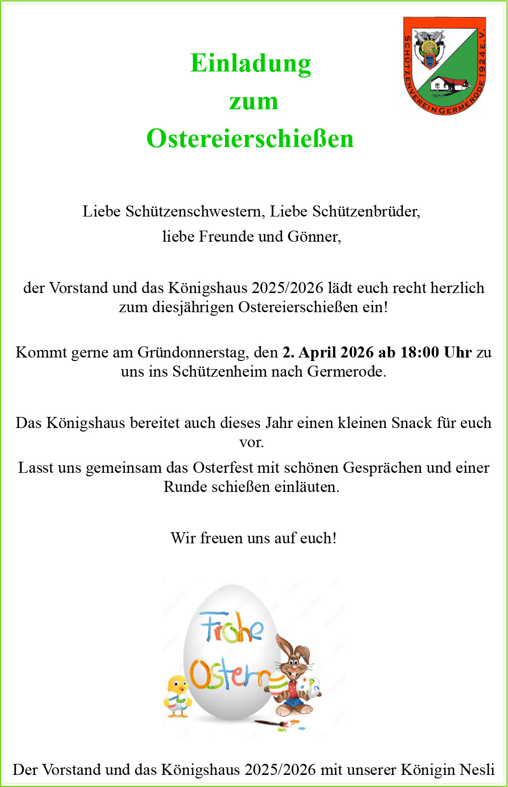 Einladung Ostereierschiessen 2024 preview